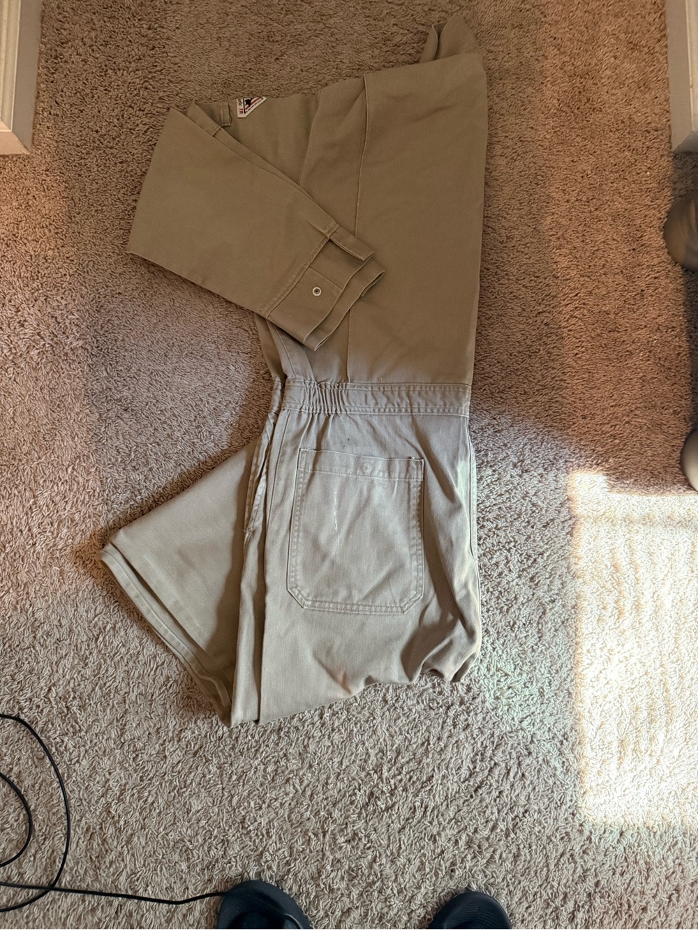 Men's Khaki Work Pants - Elastic Waist